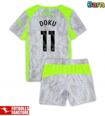 Manchester City Jeremy Doku #11 Tredje Tröja Barn 2025-26 Kortärmad (+ Korta byxor)